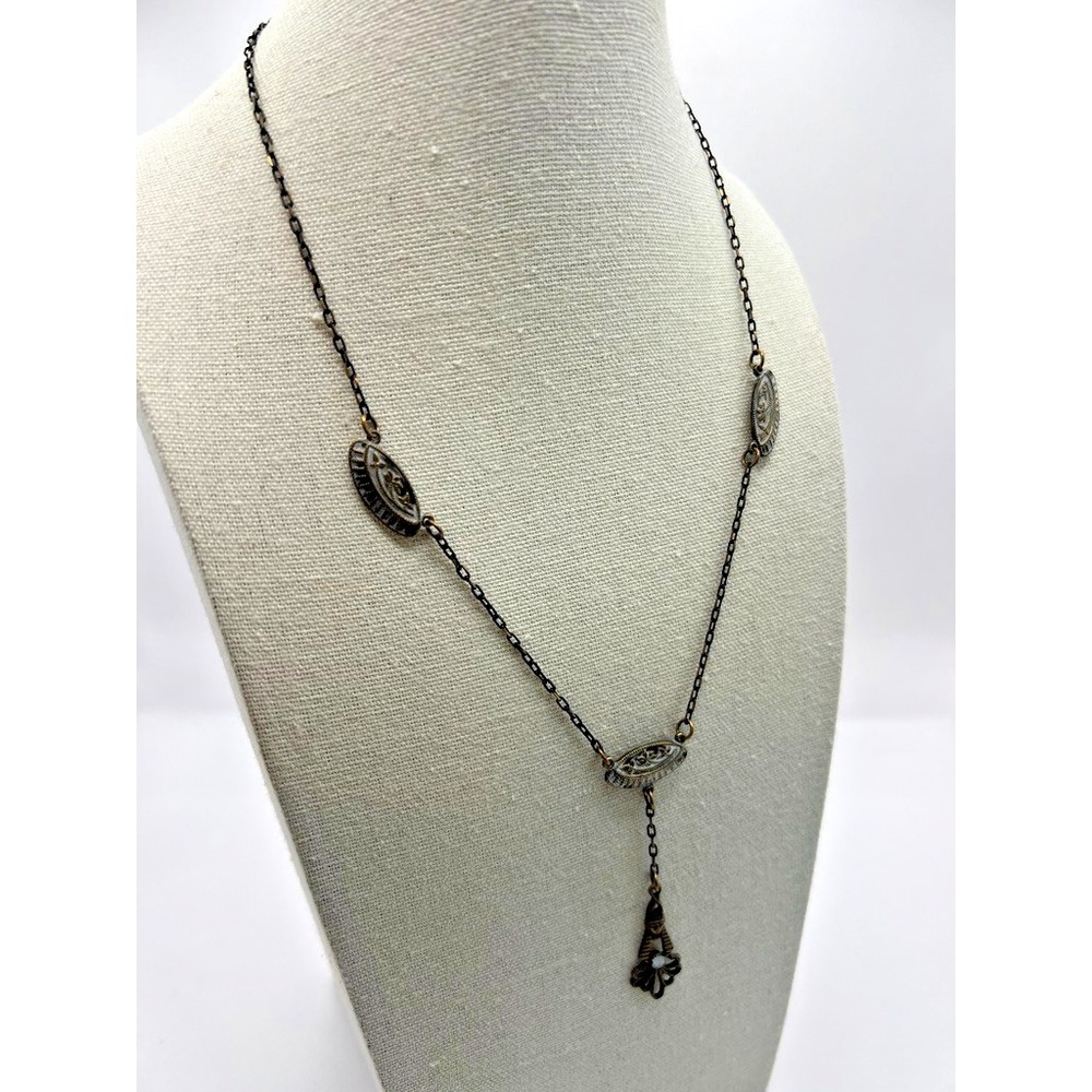 Vintage Egyptian Revival Necklace Pharaoh Pendant Brass Tone Art Deco Figural - Picture 6 of 16